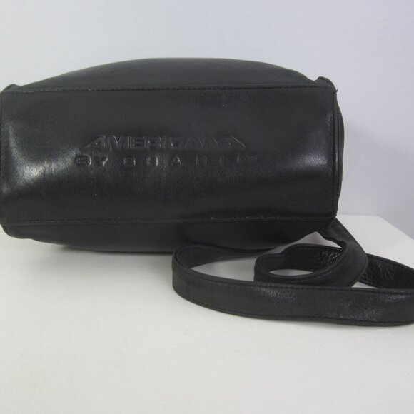 Vtg Americana By Sharif Black Glove Leather Shoulder Cross Body Bag Minimalist - Picture 8 of 15